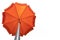 Orange beach umbrella isolated on white. Clipping path included. Copy space
