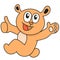 Orange bear with happy face. doodle icon image