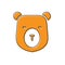 Orange Bear head icon isolated on white background. Vector