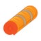 Orange Bed Roll. Rolled Tourist Bedroll. Packed Sleep Bag
