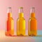 Orange Beer Bottles Mockup for Summer Day, Sweet Alcohol Drinks for Holiday Celebration, Beer Bottle