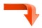 Orange bent arrow. Down 3d symbol