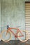 Orange bicycle parked decorate interior living room modern style