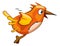 Orange bird. Robin flying. Cute cartoon character