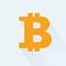 Orange bitcoin symbol on abstract background