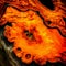 Orange and black burl wood surface abstract background.