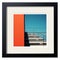 an orange and black framed photo of stairs