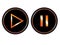 Orange black play pause button icon vector