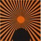 Orange And Black Sunburst Design: Emotive Figurative Silkscreening