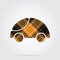 Orange, black tartan icon - cute rounded car