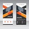 Orange black triangle Business Roll Up Banner flat design template