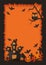Orange and black vertical Halloween poster with scary house silhouette