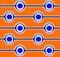 Orange, black, white and blue colorful raster fabric design