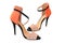 Orange and black woman high heels shoes