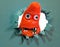 Orange blob monster break through barrier punch hole wall eureka arrival googly eyes teeth