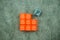 Orange blocks wood with padlock symbols and key symbols on grey wood block to complete