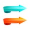 Orange and blue arrows. Stickers pointers. Vector illustration