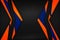 Orange blue and black carbon fiber. two tone metal background and texture