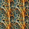 Orange and blue bone sponge anatomy structure. AI generative illustration