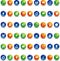 Orange blue and green button icons
