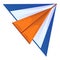Orange blue kite icon, cartoon style
