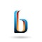 Orange and Blue Shaded Letter B isolated on a White Background