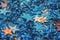 Orange and blue star shaped festive confetti background