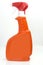 Orange bottle of bleach isolated on white background.