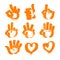 Orange brush strokes numerals-hands and heart