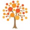 Orange bubbles communication tree, vector illustration