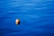 Orange buoy on blue sea water