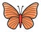 Orange butterfly with open wings, simple flat design. Biology, entomology, spring nature vector illustration