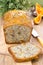 Orange cake with poppy seeds, dried apricots and walnuts