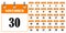 Orange calendar november. Calendar template. Planner diary. Business organizer. Vector illustration. Stock image.