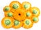 Orange calendula or marigold flower heads on a white