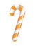 Orange candy cane on white