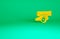 Orange Cannon icon isolated on green background. Minimalism concept. 3d illustration 3D render