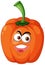 Orange capsicum cartoon character with happy face expression on white background