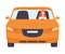 Orange Car with Female Driver, Front View Vector Illustration