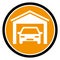 Orange car garage button. Vector icon.