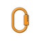 Orange Carabiner icon isolated on white background. Extreme sport. Sport equipment. Vector Illustration