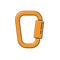 Orange Carabiner icon isolated on white background. Extreme sport. Sport equipment. Vector Illustration