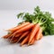 orange carrots arranged neatly on a pure white background