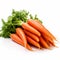 orange carrots arranged neatly on a pure white background