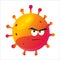 Orange cartoon coronavirus with funny angry face