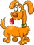 Orange cartoon dog in green collar