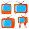 Orange cartoon various retro tv set