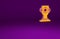 Orange Casino poker trophy cup icon isolated on purple background. Minimalism concept. 3d illustration 3D render