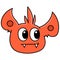 Orange cat head emoticon with sharp and cute fangs, doodle icon image