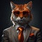 Orange Cat In Suit And Glasses: Photorealistic Fantasy Art